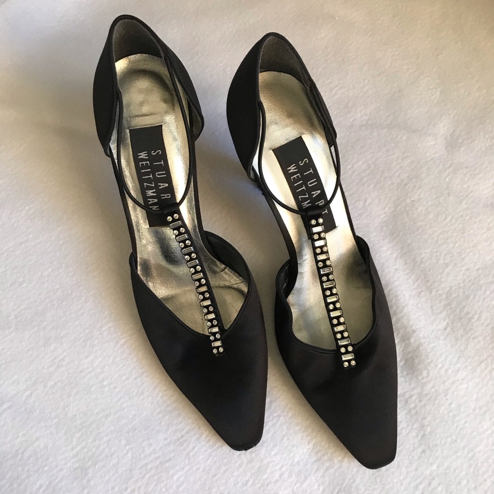 Stuart Weitzman Black Jeweled Heels